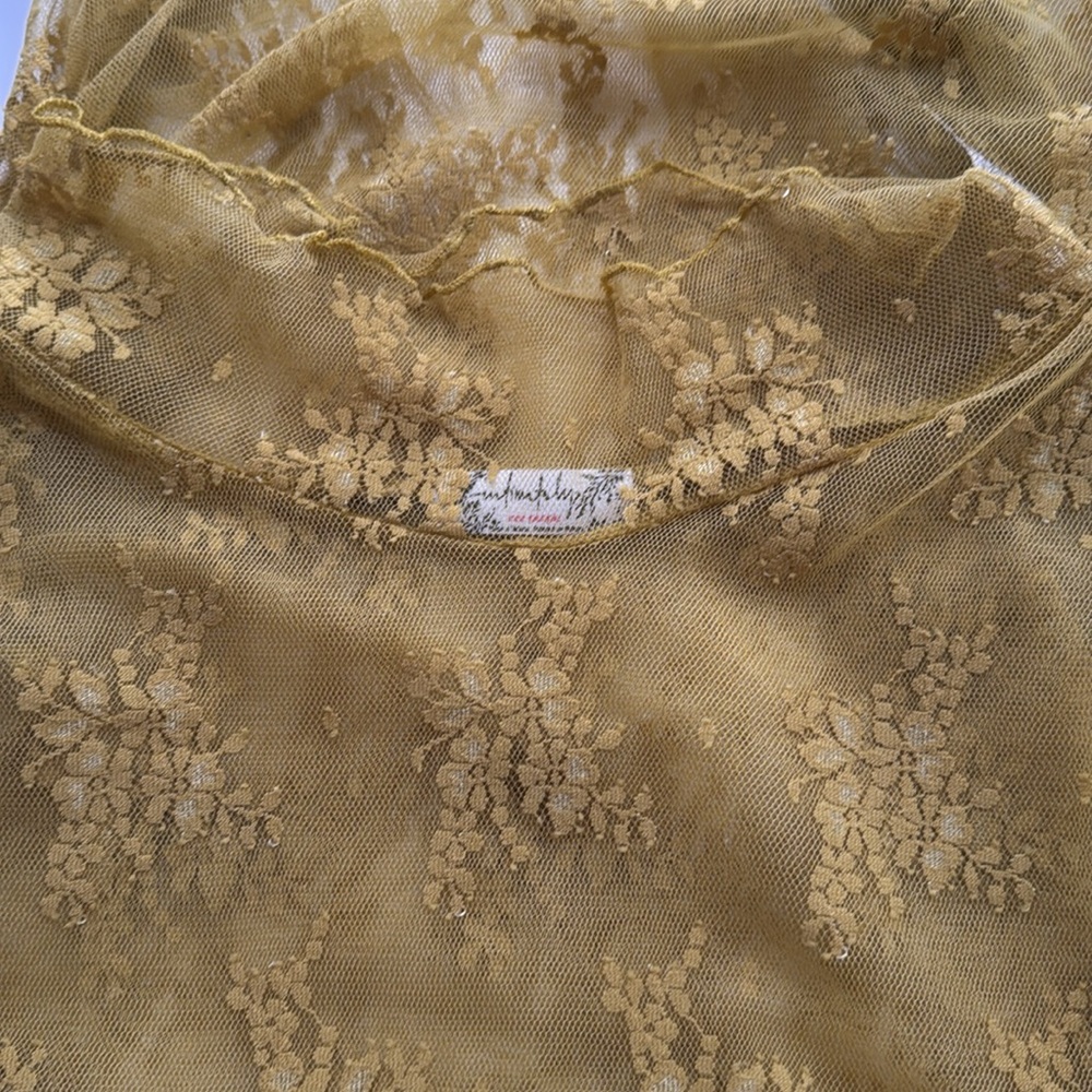 Free People Yellow Sheer Lace Top - Picture 5 of 5